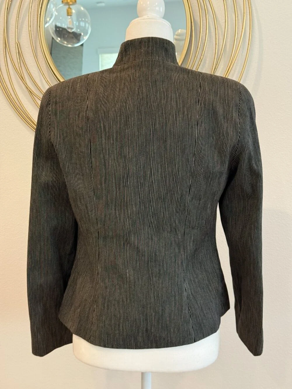 Classic Vintage Christian Dior Blazer Jacket Black & White Woven Size 8 Mint
